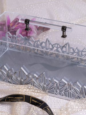 Laser Cut Perspex Cake Dome-Silver