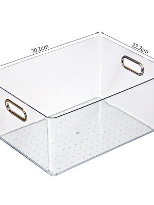 Perspex Storage Basket With Gold Handle-Large